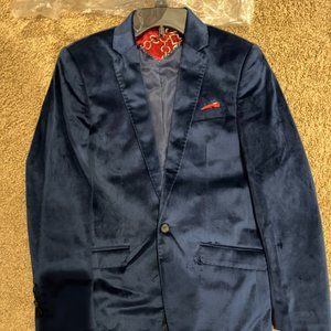 EUC Elie Balleh velvet-type navy Boys sports jacket - size 18-20/xl